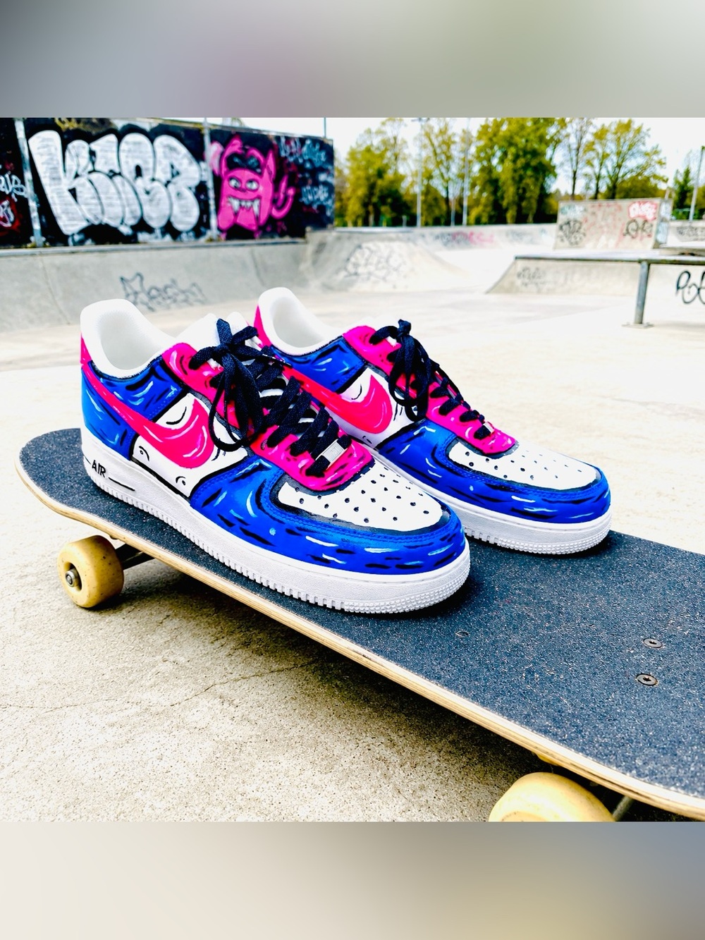 Air Force 1 Custom Hand Paint Shoes  Comic Book Cartoon Graffiti Art Men’s 12.5